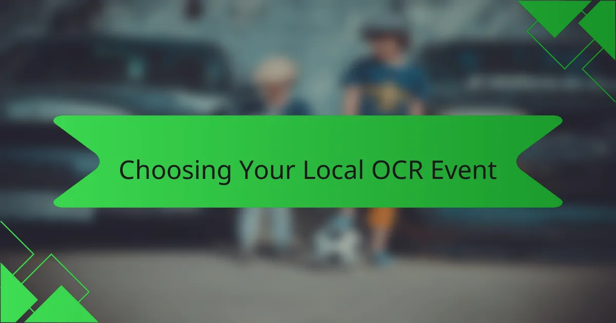 Choosing Your Local OCR Event