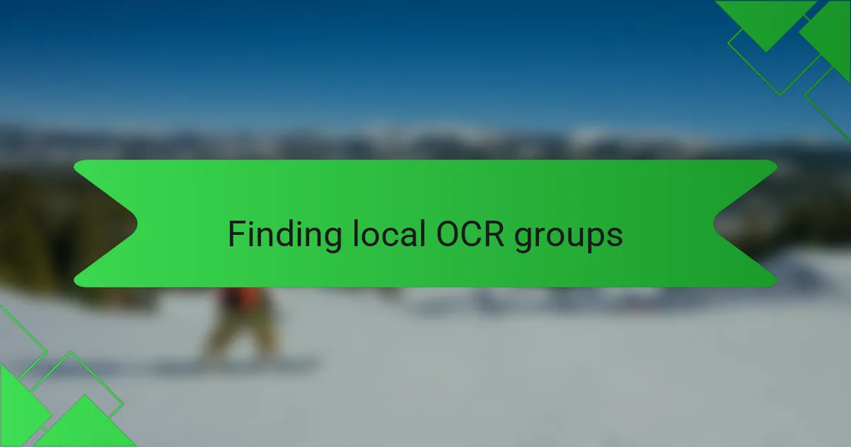 Finding local OCR groups