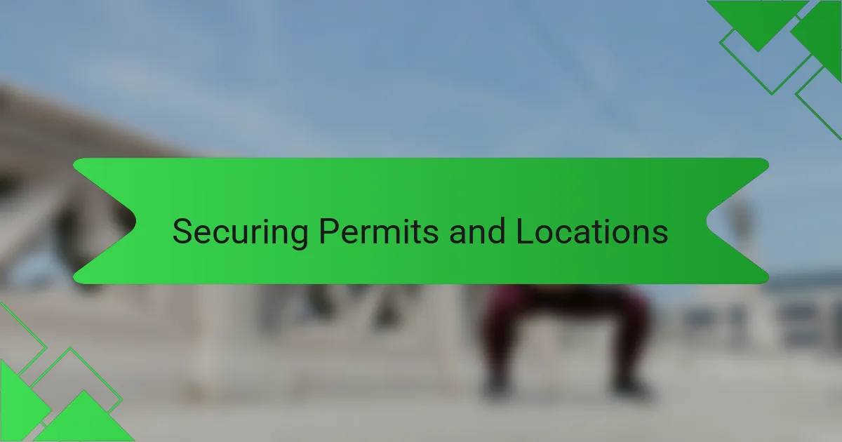 Securing Permits and Locations